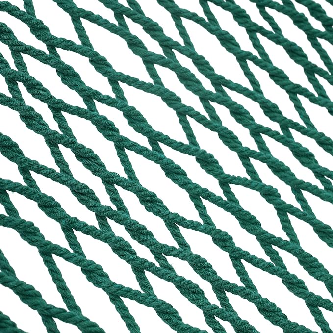 Lazy Daze Hammocks 12FT Double Rope Hammocks, 2 Person Hand Woven Cotton Hammock with Spreader Bar for Outside, Patio, Poolside, FIT 13-15 FT Stand, Max 450 Lbs, Green, 141 x 57 inches