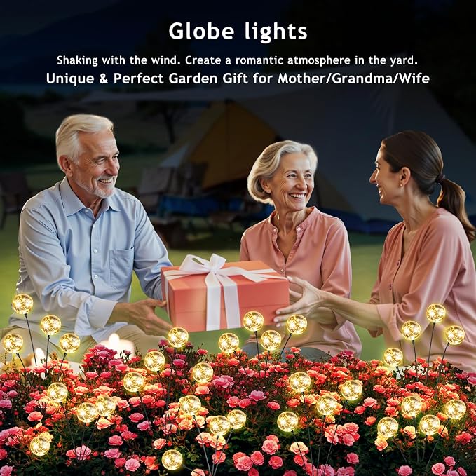 vignuto Solar Lights Outdoor Waterproof, 4 Packs, Solar Globe Lights, Garden Decor, Patio Decor, Unique Gifts for Women, Gifts for Grandma