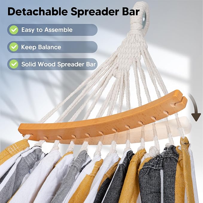 SUNCREAT Hammocks Outdoor Camping Double Hammock with Spreader Bar, Carrying Bag, Hammock Without Stand, Coffee
