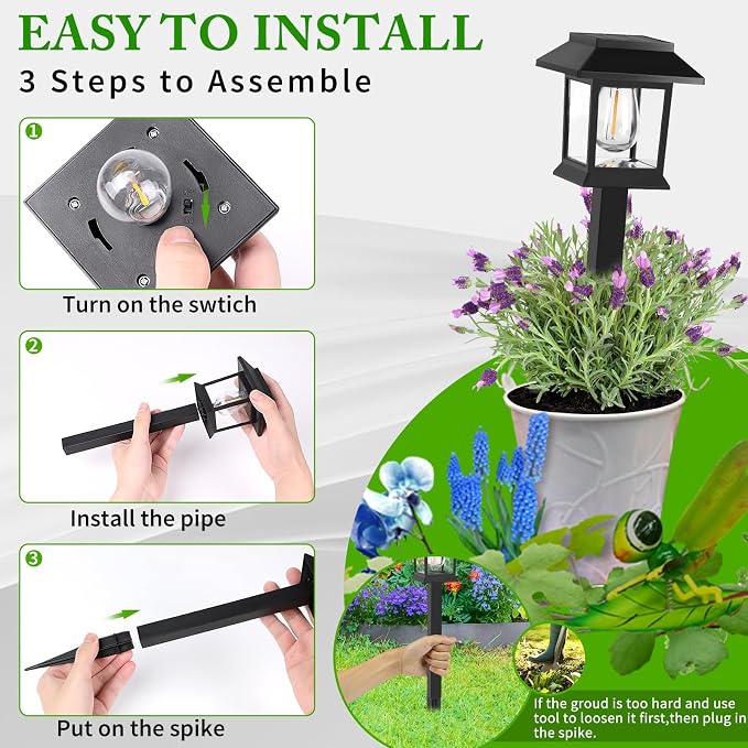 Greluna Solar Lights Outdoor,12 Pack 6000K Waterproof Auto On/Off Solar Pathway Lights for Your Garden, Landscape, Path, Yard, Patio, Driveway,Walkway Decor