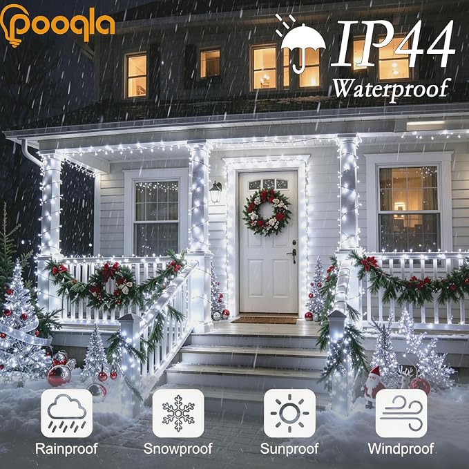 500 LED Cool White Christmas Lights Outdoor String Lights, 164 ft | Green Wire Waterproof Twinkle Fairy Lights with Timer, 8 Modes Connectable String Lights Indoor Bedroom Classroom Decorations