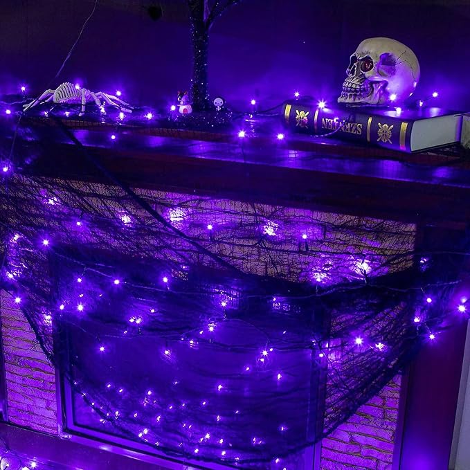 66FT 200 LED Fairy Lights Plug in, 8 Modes Twinkle Halloween Lights Purple | Waterproof String Lights Outdoor Indoor, Memory, Timer, Copper Wire, Halloween Lights for Bedroom Garden Party Holiday Decor