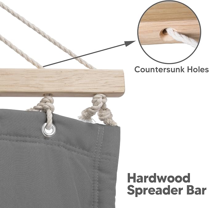SUNCREAT Hammocks for Outside with Stand, Porch Hammock and Stand, 475 lbs Capacity, Patent Pending, Light Gray
