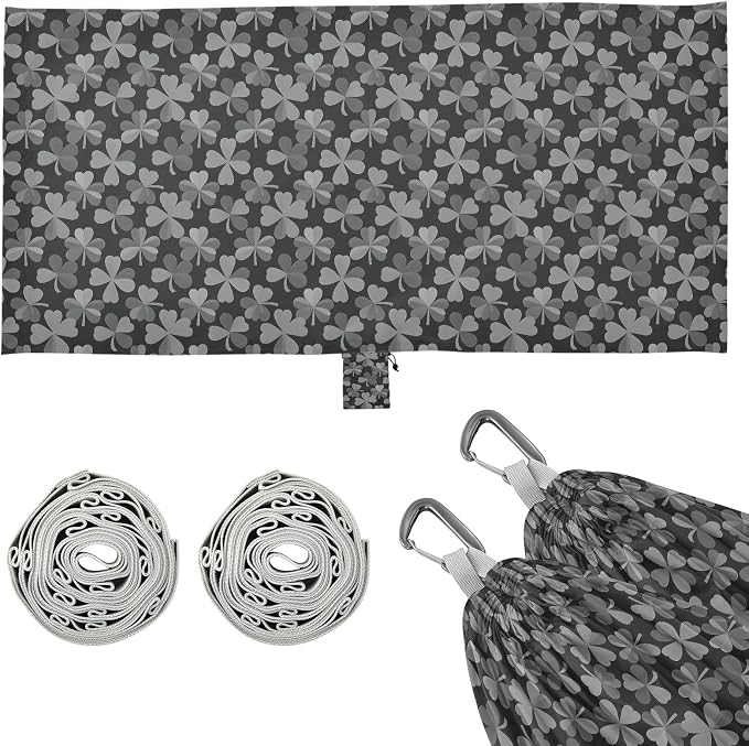 Camping Hammock Outdoor Hammocks for Outside Clover Gray Beach Trees Portable Lightweight with Pockets Tree Straps Indoor