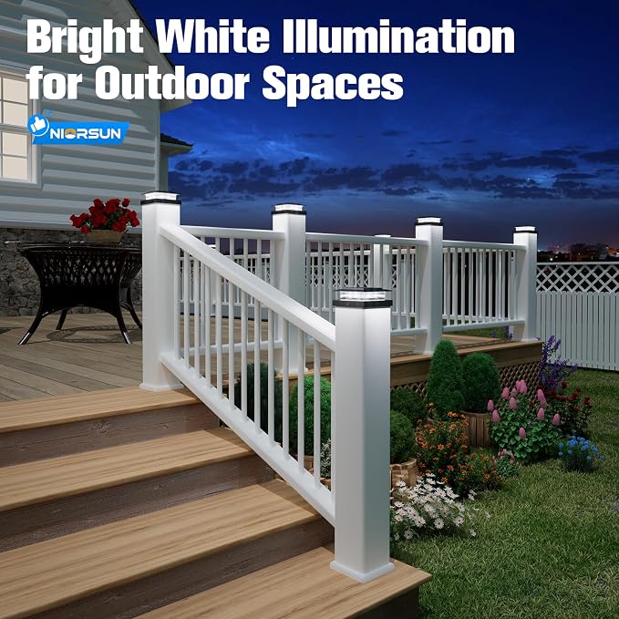 4x4 Post Solar Lights with 2 Modes,Solar Post Lights, 12 Pack Black | Solar Post Cap Lights for 4x4 Post Caps Wood Vinyl,IP44 Waterproof Fence Post Solar Lights Outdoor, Solar Deck Post Light