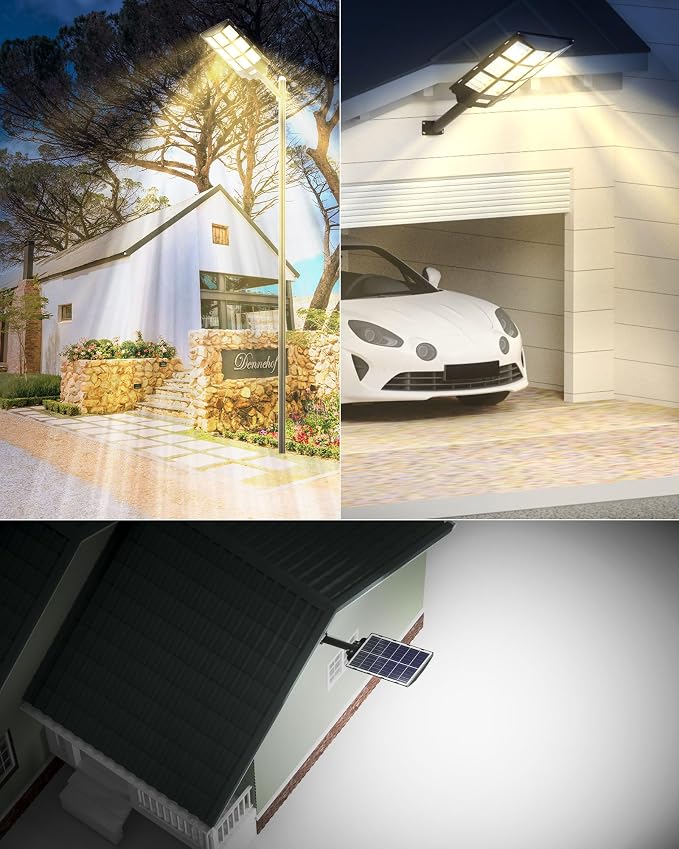Solar Street Lights Outdoor, Of-7200W Commercial Parking Lot Light | Solar Flood Light, LED Area Light with Motion Sensor, Dusk to Dawn, Remote Control for Security Lighting in Streets, Barns