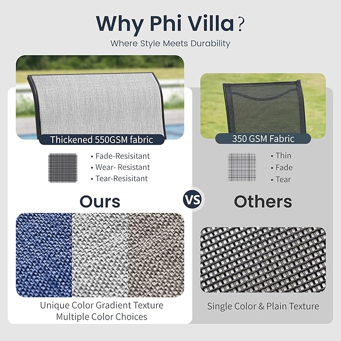 PHI VILLA 7 Piece Outdoor Patio Dining Set with 6 Swivel Dining Chairs & 1 Large Round Dining Table, Gray Textilene Mesh Fabric Chair and 54" Metal Table for All Weather