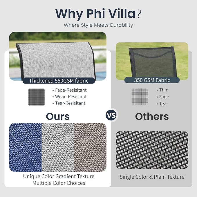 PHI VILLA 7 Piece Patio Dining Set, 6 Swivel Patio Chairs with Textilene Mesh Fabric & Rectangular Wooden-Like Dining Table(1.6" Umbrella Hole), All Weather Patio Chairs and Table Set for Deck (Grey)