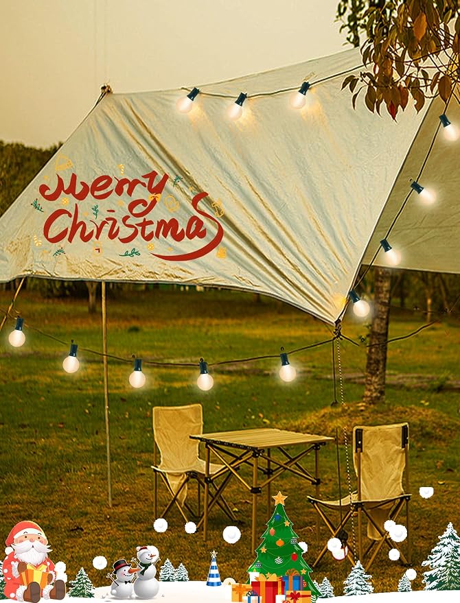 G40 Frosted White Christmas Lights Outdoor 25Ft Globe Christmas Decorations Lights with 27 Frosted White Bulbs, Hanging Globe Outdoor String Lights for Xmas Tree Wedding Backyard Party, Green Wire