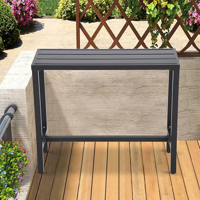 Outdoor Bar Table, Patio Counter Height Bar Tables, 47" Rectangle Bar Table for Patio, Garden, Yard, Balcony, Poolside