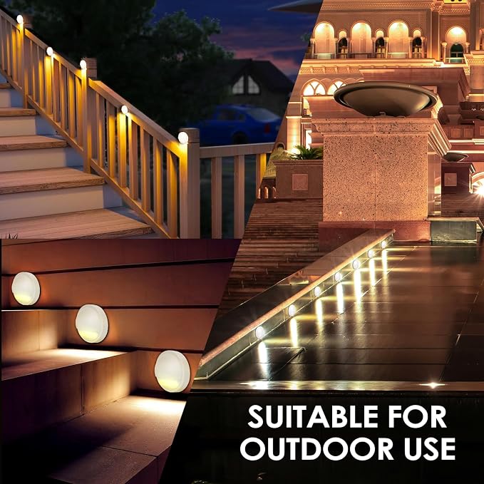 LED Low Voltage Deck Lights Outdoor Waterproof,6-Pack 3CCT Deck Lighting Fixtures Landscape Step,3W, 12V-24V AC/DC Die-cast Aluminum Housing Fence Lamp Wired 2700K/3500K/5000K (White)