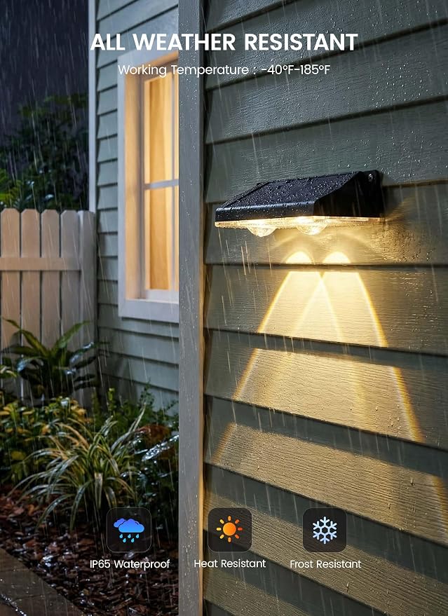 Brightown 6 Pack Solar Fence Lights Outdoor, 3000/4000/6000K RGB 11 Colors | 3 Modes Solar Powered Fence Lights, IP65 Solar Deck Step Flood for Outside Yard Patio Home Improvement Wall Railing