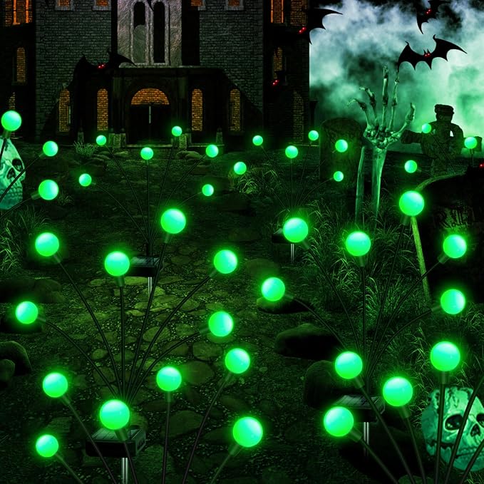 NBQQ Solar Lights Outdoor 4 Pack of 32 LEDs Swaying Firefly Garden Decor | Green Waterproof Solar Garden Lights for Yard Pathway Patio, Swaying Lawn Decor as Gardening Gifts for Women,Christmas Decor