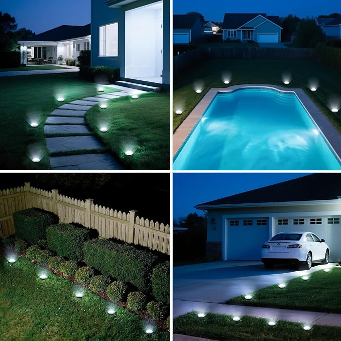 Mini Solar Ground Lights, 12 Pack 2.2 Inch Solar Lights Outdoor Waterproof, Mow‑Over Safe, Upgraded LED Flat Landscape Lighting for Outside Pathway Garden Patio Yard Driveway,Cold White