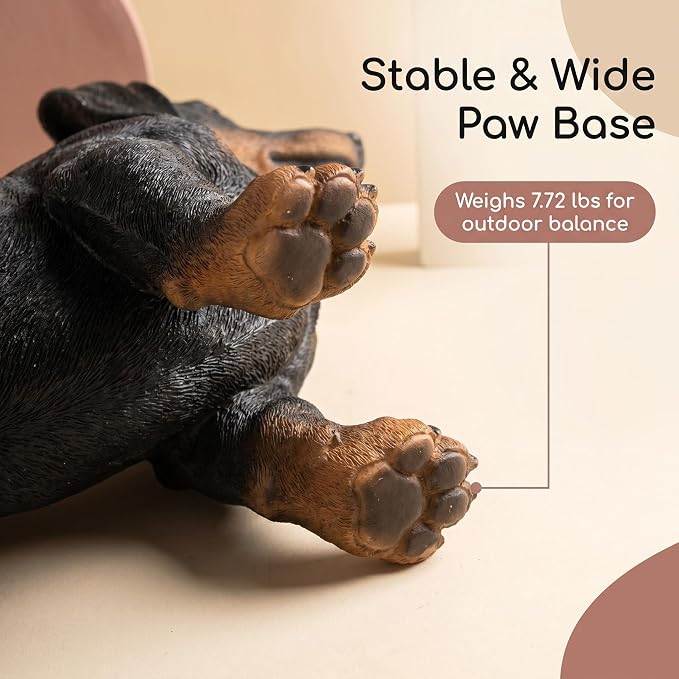 26.38" Black & Tan Dachshund Statue | Realistic Resin Dog Garden Decor, Outdoor Gardens, Sturdy Base