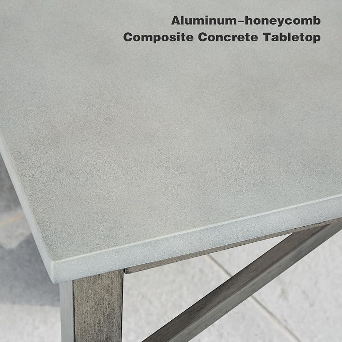 PEAK HOME FURNISHINGS Outdoor Rectangular Coffee Table with Aluminum-Honeycomb Composite Concrete Table Top