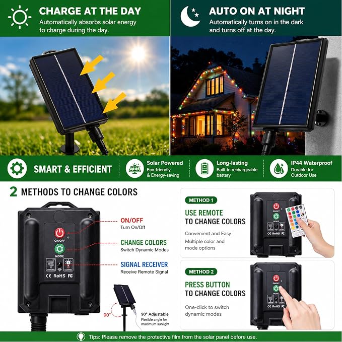 Vigdur 33FT Solar Rope Lights Outdoor with Remote, 100 LEDs, 18 Colors | IP65 Waterproof, 8 Modes, Remote Control, 3 Timer Option, Solar Lights Outdoor for Pool Fence Tree Garden And Christmas Decor