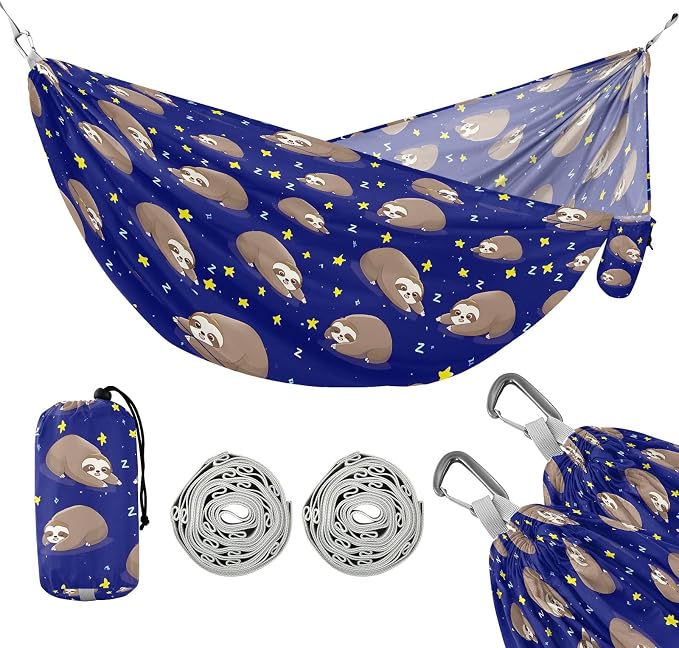 Camping Hammock Outdoor Hammocks for Outside Sloth Star Beach Trees Portable Lightweight with Pockets Tree Straps Indoor