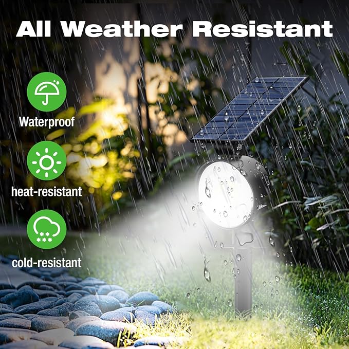 nipify Solar Spot Lights Outdoor Waterproof, Landscape Spotlights | Cool White, 4 Pack/53 LED/3 Modes, Adjustable Solar Panels, Auto On/Off, Uplights Lighting for Outside Tree Yard Flag Garden