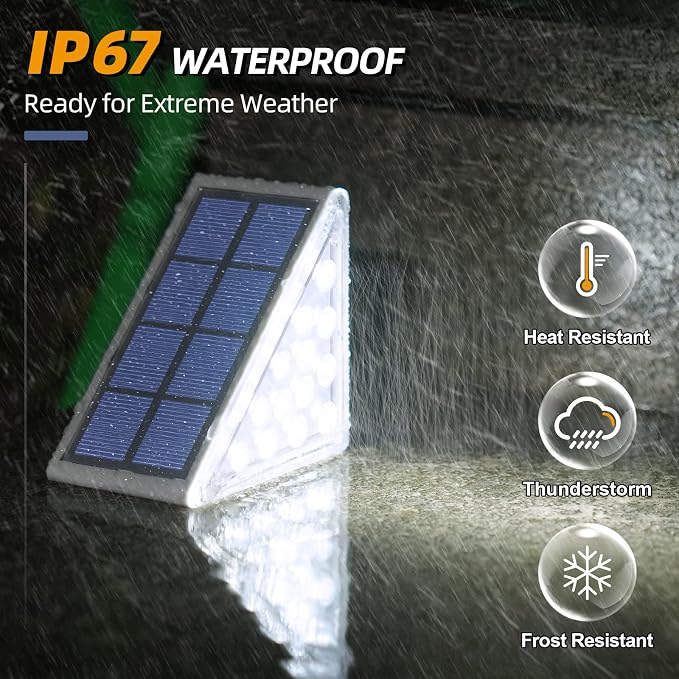 Solar Step Lights,24 Pack Cool White Solar Stair Lights Outdoor Waterproof IP67 Auto On Off,Solar Lights for Steps,Stair,Patio,Yard,Porch,Front Door,Sidewalk,Deck Decor