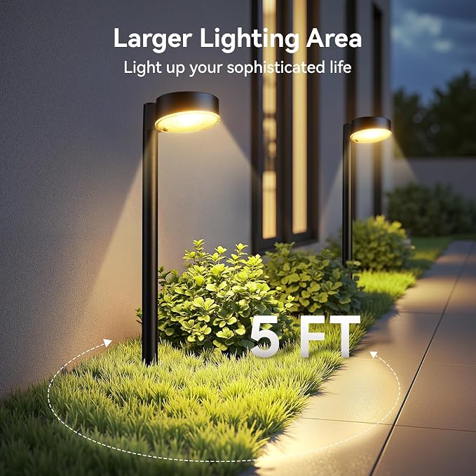 Ahaorigin 6 Pack Solar Pathway Lights Outdoor, 12 Brighter LED Solar Lights Outdoor Waterproof, Up to 12 Hrs Modern Solar Powered Path Light for Yard Garden Walkway Driveway, Warm White