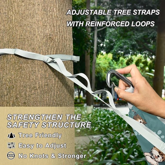 Camping Hammock Outdoor Hammocks for Outside Cute Puppy Paw Beach Trees Portable Lightweight with Pockets Tree Straps Indoor Small