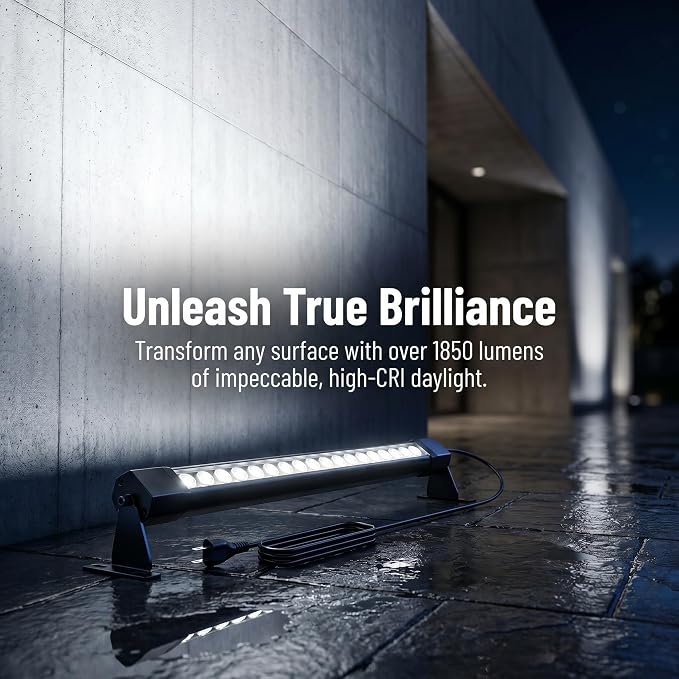 2Pack 36W Wall Washer Light 2FT 5000K 120V IP67 Waterproof Plug-in | Outdoor LED Light Bar/Lifespan 50K Hr/150° Adjustable/Landscaping Garages Driveways Home Theaters Wall Lighting Sculpture