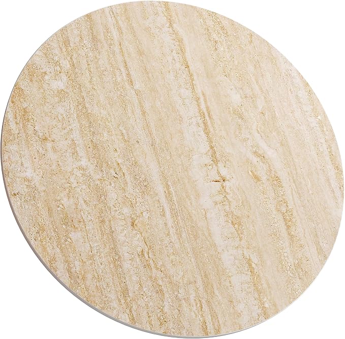 ZL ZELing Round Sintered Stone Table Top 23.6",Replacement Table Top for Indoor&Outdoor-Heat/Scratch Resistant Waterproof Ceramic DIY Desktop,Patio/Balcony/Bistro/Café & Dining Room (Beige)