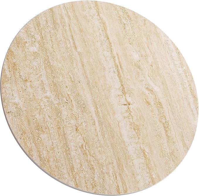 ZL ZELing Round Sintered Stone Table Top 31",Replacement Table Top for Indoor & Outdoor - Heat/Scratch Resistant Waterproof Ceramic DIY Desktop, Patio/Balcony/Bistro/Café & Dining Room (Beige)
