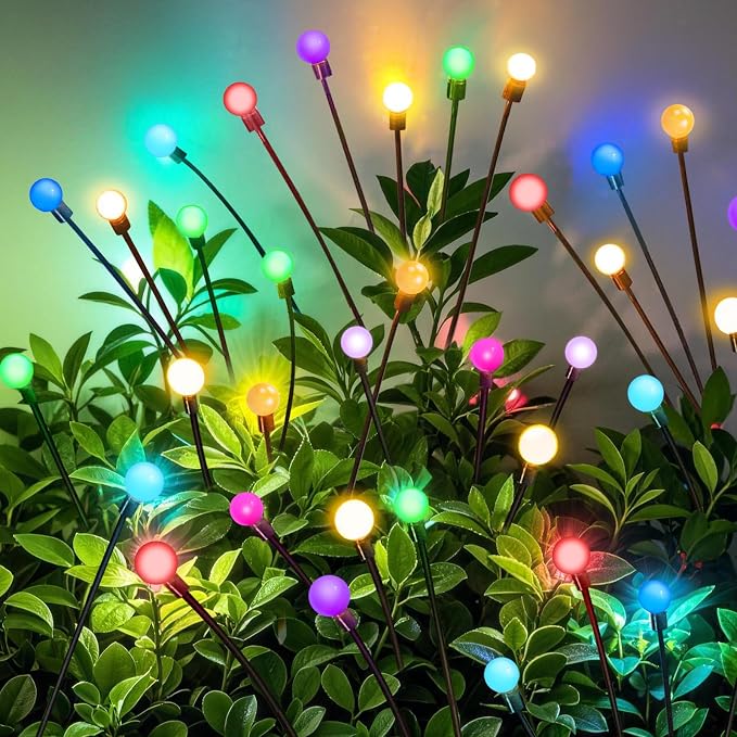 NBQQ Solar Lights Outdoor Waterproof 4 Pack of 24 LEDs Unique Gifts Women | Multicolor Swaying Solar Lights Outdoor for Yard Pathway Patio, Swaying Lawn Decor as Gardening Gifts for Women Holiday