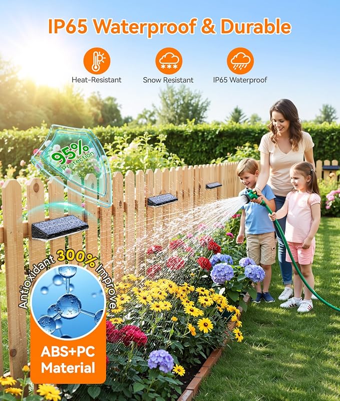 KOOPER Solar Fence Lights Outdoor Waterproof, 8 Pack Warm White & 9 Fixed Colors & Color Changing Fence Lights Solar Powered, Solar Lights Outdoor Fence for Outside Backyard Railing Patio Wall Deck