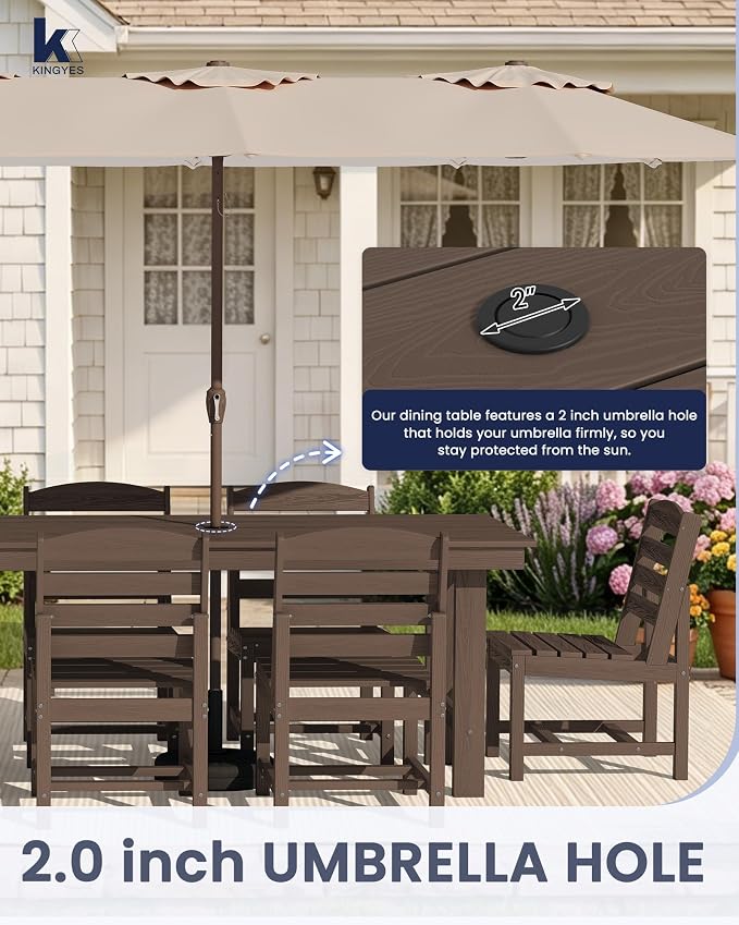 KINGYES Patio Armless Dinning Chairs Set of 2, HDPE All-Weather Outdoor Patio Chairs for Garden Backyard, Coffee