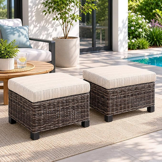 Wicker Patio Conversation Set, Outdoor Patio Furniture Set with Deep Seating, Wide Armrests & Thick Cushions, All-Weather Outdoor Furniture Set for Patio, Porch, Deck & Backyard