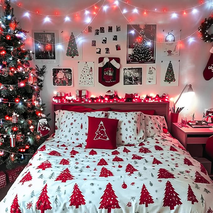 JMEXSUSS Connectable 100 LED Red and White Christmas Lights with 8 Modes | Twinkle String Lights Indoor, Clear Wire Plug-in Christmas String Lights Outdoor Waterproof for Christmas