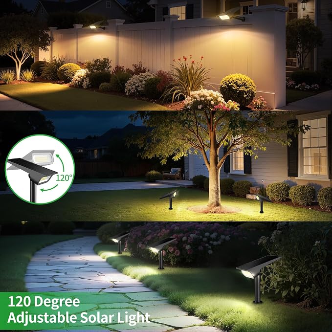 Lightonight Solar Spot Lights Outdoor 4 Pack | 3 Color Temperatures, Remote Control Landscape Spotlights for Tree, Garden, Pathway, House, Yard, Driveway
