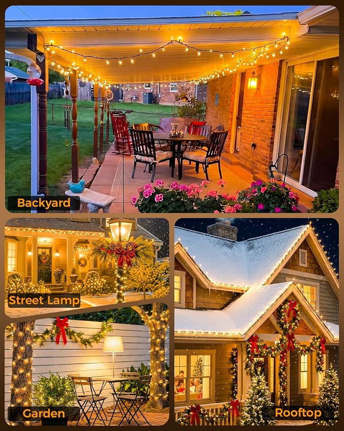 Clear Christmas Lights Warm White, 100 LED 26FT, LED Bulbs, 30000+hrs Long Lifespan, UL Approved, Waterproof Mini String Lights for Outdoor Indoor Christmas Tree Garland Patio Yard Holiday