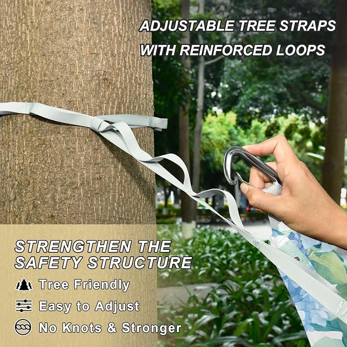 Camping Hammock Outdoor Hammocks for Outside Hydrangea Blue Butterfly Beach Trees Portable Lightweight with Pockets Tree Straps Indoor Small