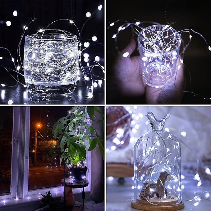 3 Pack 60 LED Fairy Lights Battery Operated with Remote, 20 FT Cool White | Cuttable, 8 Modes, Memory, Dimmable, Waterproof Battery String Lights with Timer for Indoor Outdoor, Christmas Decorations