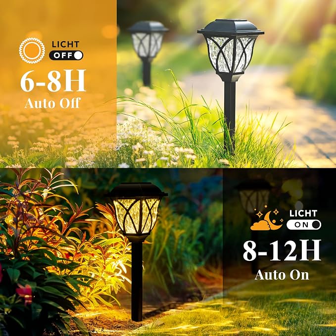 GIGALUMI 8 Pack Solar Lights Outdoor Waterproof, LED Solar Garden Lights | Outdoor Decorations, Garden Decor for Yard, Patio, Landscape, Planter, Walkway (Warm White)