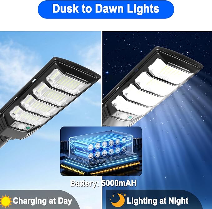 FOWSEEK Solar Lights Outdoor Waterproof, 2 Pack Solar Street Lights 12000 Lumen with Motion Sensor, Flood Security Light with Remote Control Dusk to Dawn Commercial Lighting for Yard Path 192LED