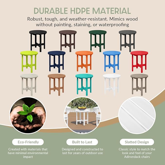 WestinTrends Dylan Adirondack Round Outdoor Side Table, White
