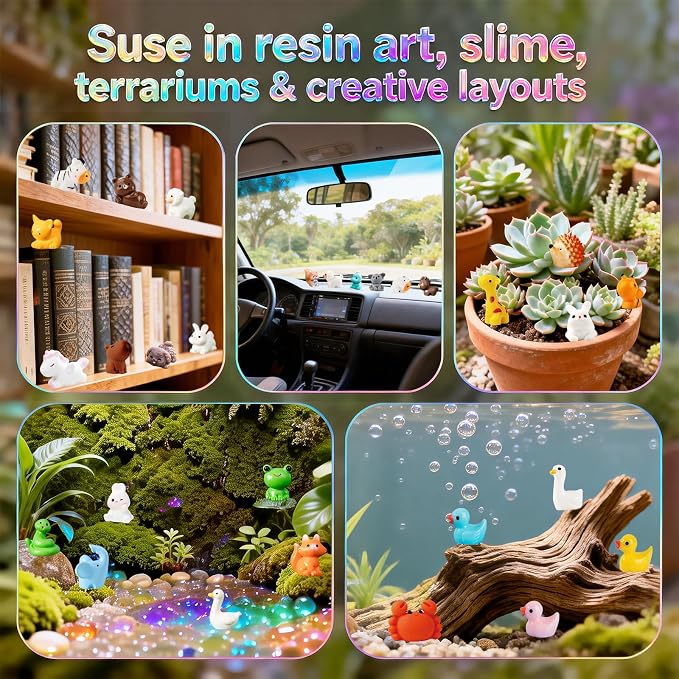Zerobe Miniature Resin Animal Sets: Tiny Collectible Figurine Bulk Pack (Animal Mix)