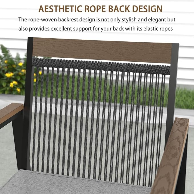 Patio Dining Chair Sets, Outdoor Metal Dining Furniture Set, 2PCS Patio Chairs with Cushions for Backyard, Deck