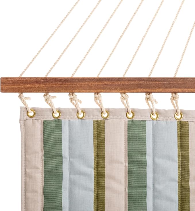 Nags Head Hammocks Gateway Aloe Quilted Quilted Hammock, Constructed of Durable Fabrics, Cumaru Spreader Bar, Rolled Rim Grommets, Galvanized Hardware, Handcrafted in The Carolinas