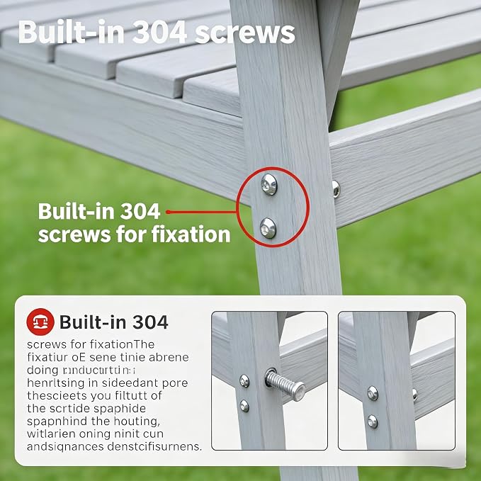 7-Pcs Outdoor Patio Dining Table Set of 6, Outdoor Patio Rectangular 66.9'' Dining Table and Armchair for Garden Backyards Pool Side, Waterproof HDPE Material & 1.95'' Umbrella Hole, Gray
