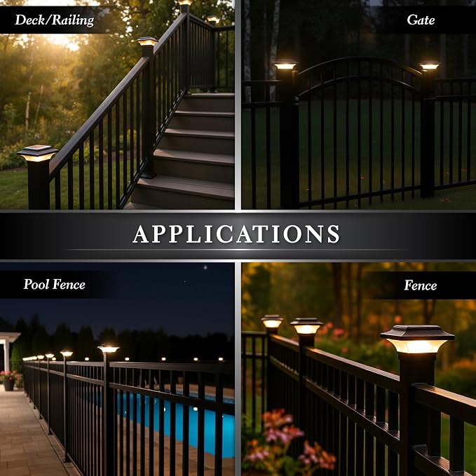 Classy Caps 2x2 Imperial Solar Post Cap - Fits 2"x2", 2.25"x2.25", & 2.5"x2.5" Deck & Fence Posts - Black Cast Aluminum - Warm/Cool Light Color Modes
