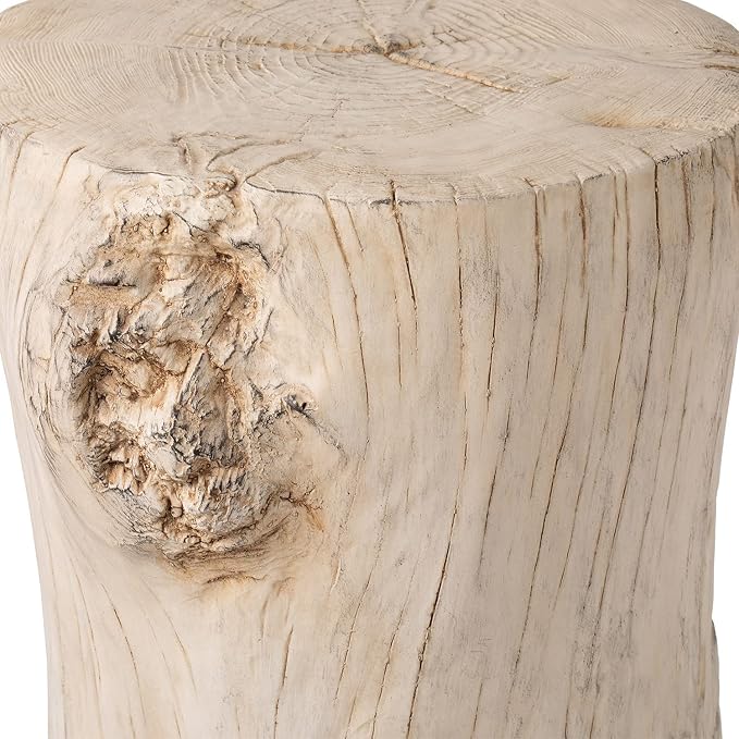 SUNBURY 15" W Stump Side Table Set of 2, Concrete Side Table Coffee Log, Beige Stool Prop Plant Stand Holder for Garden Household Living Room
