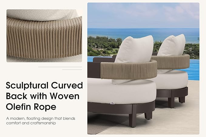 PURPLE LEAF Patio Furniture Set 7 Pieces L-Shaped with Table and Loveseats Aluminum Sectional Sofa 7.87" Thick Removable Cushions & Pillows Outdoor Conversation Sets for Porch Yard Garden