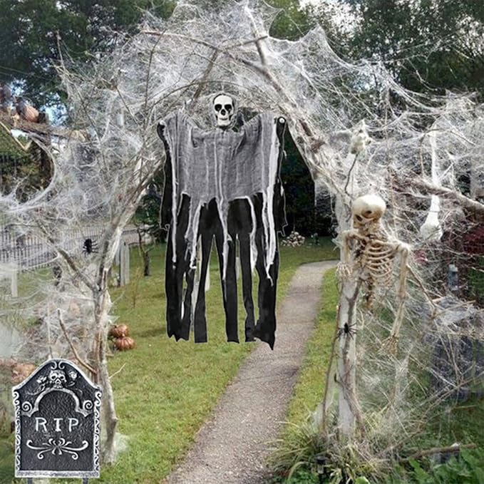 Spider Webs Halloween Decorations,300Sqft Spider Webs | with 30 Fake Spiders,Stretchable DIY Cobwebs Indoor/Outdoor Scary Outside Garden Window Yard Tree home Parties,Haunted Houses