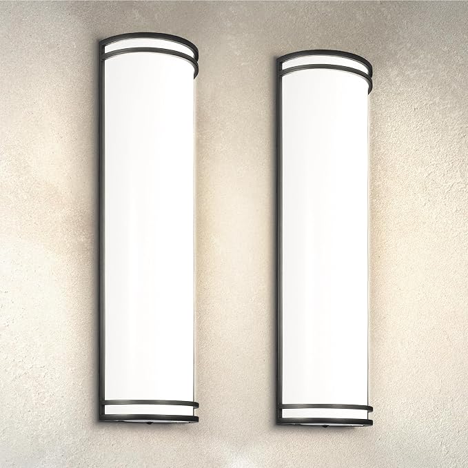 ASD 24 Inch LED Outdoor Sconce Lights - 25W 120-277V 3000K 4000K 5000K Black Exterior Lighting Fixtures, Dimmable Exterior Lights for House, Modern Patio Wall Light Fixture ETL 2 Pack